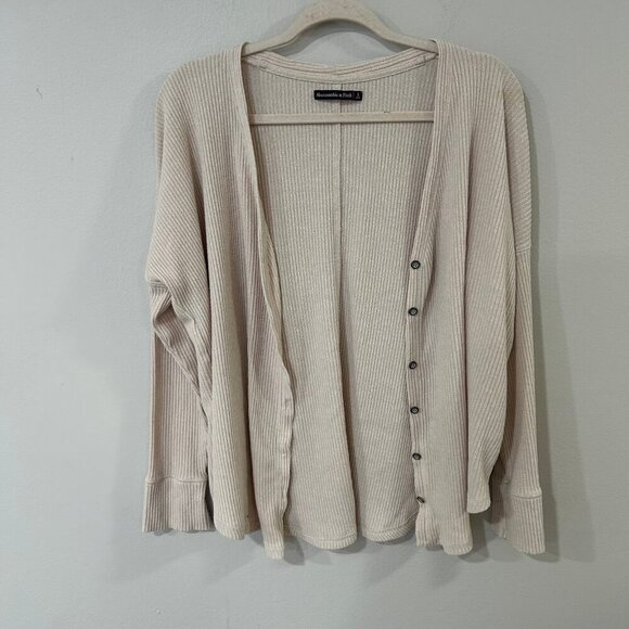 Abercrombie & Fitch Off White Ivory Lightweight Cardigan Button Up Size Large - Picture 2 of 8